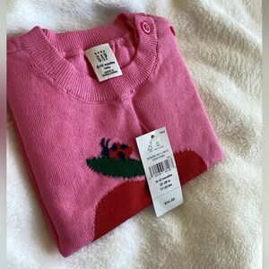 🍎Baby GAP Sweater Intarsia Apple Lady Bug Pink Red NEW 6-12 Months
